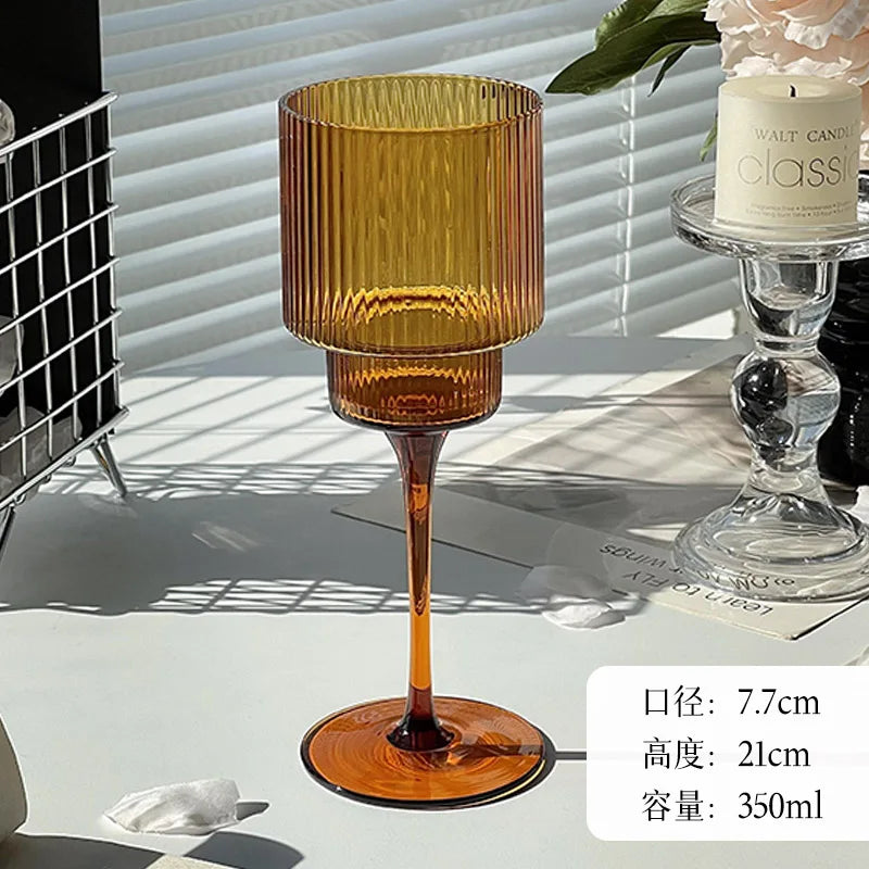 French Vintage Vertical Glass Goblet Creative Red Wine Glass Cup Champagne Glass Home Juice Glass Dessert Wine Glass Grape Wine